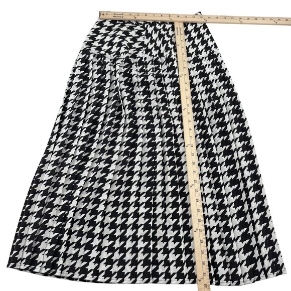 Houndstooth Midi Skirt Size 8 Black & White Polyester - Picture 3 of 4